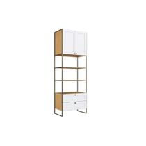 Armário Aéreo p/ Cozinha Estante Infinity 2 Portas e 2 Gavetas 82cm Savana/Branco - Genialflex