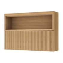 Armário Aéreo p/ Cozinha Marquesa c/ Nicho e 1 Porta Basculante Ripada 120cm Nature - Nesher Armário Aéreo p/ Cozinha Marquesa c/ Nicho e 1 Porta Basculante Ripada 120cm Nature - Nesher