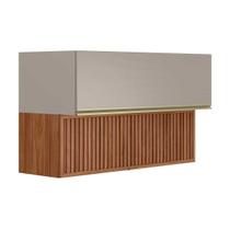 Armário Aéreo p/ Cozinha Proença c/ 2 Portas Basculante (1 Ripada) 120cm Nogueira Touch/Nude Prime - Demóbile