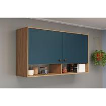 Armário Aéreo p/ Cozinha Torino c/ 2 Portas 120cm Mel/Petroleo - Movelbento