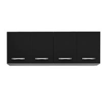 Armário Aéreo Panamá 04 Portas 160cm Branco/Preto - Lumil Móveis Armário Aéreo Panamá 04 Portas 160cm Branco/Preto - Lumil Móveis