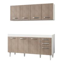 Armário Aéreo Panamá e Balcão Gabinete de Pia Áustria 160cm Branco/Castanho - Lumil Móveis Armário Aéreo Panamá e Balcão Gabinete de Pia Áustria 160cm Branco/Castanho - Lumil Móveis