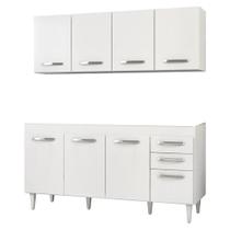 Armário Aéreo Panamá e Balcão Gabinete de Pia Áustria 160cm Branco - Lumil Móveis