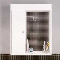 Armário Aéreo Para Banheiro Com Espelho 1 Porta 2 Prateleiras