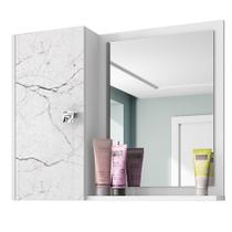Armário Aéreo Para Banheiro Multiuso Com Espelho 01 Porta Gênova B02 Branco Carrara - Lyam Decor