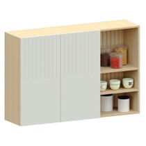 Armário Aéreo Para Cozinha 120 Cm Com Nicho Aurora Cinza Cristal Pet