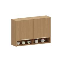 Armário Aéreo Para Cozinha 120cm 2 Portas Com Nicho Lúmina L Freijó/freijó
