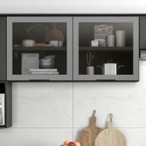 Armário Aéreo para Cozinha 120cm 2 Portas com Vidro Etna - Poliman Móveis