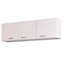 Armário Aéreo para Cozinha 3 Portas 120 cm Branco Brilho - Poquema