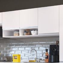 Armário Aéreo para Cozinha 3 Portas 2 Nichos Athena Branco