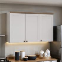 Armário Aéreo para Cozinha 3 Portas Provençais Iluminata Branco Armário Aéreo para Cozinha 3 Portas Provençais Iluminata Branco