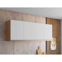 Armário Aéreo para Cozinha Ambiente Andréia 4 Portas 160cm Amêndoa Branco - AJL Armário Aéreo para Cozinha Ambiente Andréia 4 Portas 160cm Amêndoa Branco - AJL