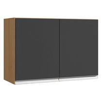 Armário Aéreo para Cozinha Andréia 2 Portas 80 cm Amendoa Preto AJL