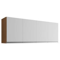 Armário Aéreo para Cozinha Andréia 4 Portas 160cm Amêndoa Branco - AJL Armário Aéreo para Cozinha Andréia 4 Portas 160cm Amêndoa Branco - AJL