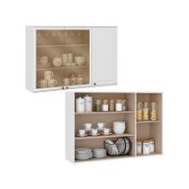 Armário Aéreo Para Cozinha Com 2 Portas de Vidro 1,2 m