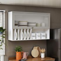 Armário Aéreo para Cozinha com Porta de Vidro Provençal 100% MDF Iluminata Branco/Fendi Armário Aéreo para Cozinha com Porta de Vidro Provençal 100% MDF Iluminata Branco/Fendi