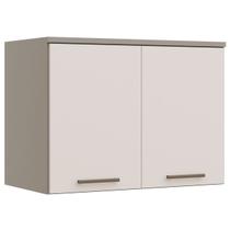 Armário Aéreo para Quarto Modular Elegance 2 Portas 1 Prateleira Niquel/Blanc/Boucle - Móveis Castro