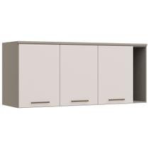 Armário Aéreo para Quarto Modular Elegance 3 Portas 1 Prateleira Niquel/Blanc/Boucle 4246a - Móveis Castro