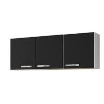 Armário Aéreo Parma 150cm 3 Portas Branco/Preto - Lumil Móveis