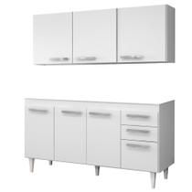 Armário Aéreo Parma e Balcão Gabinete de Pia Lisboa 150cm Branco - Lumil Móveis