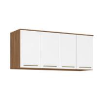 Armário Aéreo Ponte de Casal 4 Portas Tóquio Amêndola/Branco - Bela Móveis Armário Aéreo Ponte de Casal 4 Portas Tóquio Amêndola/Branco - Bela Móveis