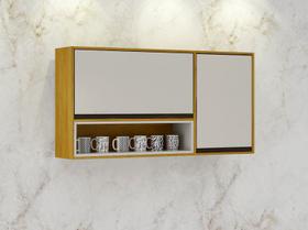 Armário Aéreo Porta Condimentos 2 Portas - Eduarda-Cinamomo/Off White - CHF Móveis