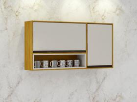 Armário Aéreo Porta Condimentos 2 Portas - Eduarda-Cinamomo/Off White - CHF Móveis