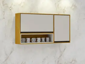 Armário Aéreo Porta Condimentos 2 Portas - Eduarda-Cinamomo/Off White - CHF Móveis