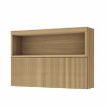 Armário Aéreo Ripado 1 Porta Basculante Marquesa 120cm 100 MDF Cozinha Modular Nesher
