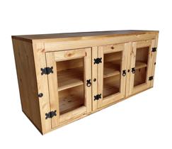 Armário Aéreo Rústico 3 Portas c/Vidros - Tamanho (120cm) Madeira Maciça - Mel Armário Aéreo Rústico 3 Portas c/Vidros - Tamanho (120cm) Madeira Maciça - Mel