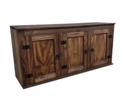 Armário Aéreo Rústico 3 Portas - Tamanho (120 Cm ) Madeira Maciça - Imbuia