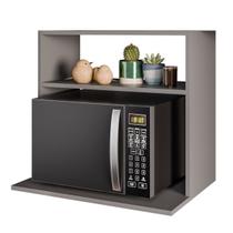 Armário Aéreo Suporte para Microondas com Nicho Luara Cinza Grafite