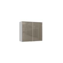 Armário Aéreo Suprema 2 Portas Branco/Vidro Bronze 80cm x 34cm