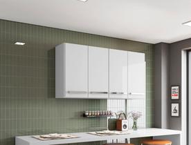 Armario Aereo Suspenso de Parede 4 Portas Branco Georgia Brienza Movelaria