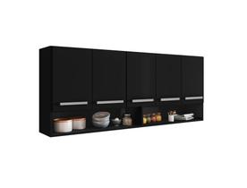 Armario Aereo Suspenso de Parede 5 Portas Preto Filipinas Brienza Movelaria