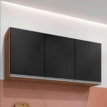 Armário Aéreo Suspenso Pursat MDP/BP Freijó/Preto G96 - Gran Belo