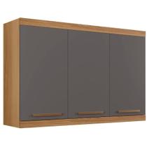Armário Aéreo Talismã 3 Portas Cinamomo Grafite Arte Móveis Armário Aéreo Talismã 3 Portas Cinamomo Grafite Arte Móveis