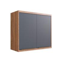 Armário Aéreo Ten 2 Portas Freijó e Grafito 80 cm Armário Aéreo Ten 2 Portas Freijó e Grafito 80 cm