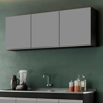 Armário Aéreo Theo L06 150CM 3 Portas MDF Giratória Preto e Cinza D'Rossi Armário Aéreo Theo L06 150CM 3 Portas MDF Giratória Preto e Cinza D'Rossi
