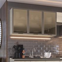 Armário Aéreo Triplo com Vidro Greta