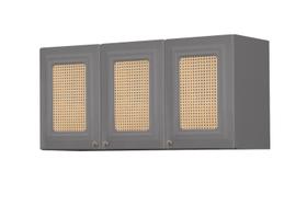 Armário Aéreo Triplo Em Aço Com Detalhes na Porta - Branco