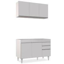 Armário Aéreo Virgínia e Balcão Para Pia 120cm Michigan Branco - Lumil Móveis