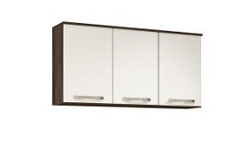 Armário Aéreo Wiki 120 3 Portas 3 Gavetas Amendoa Rústico/Off White Cristal - FdECOR
