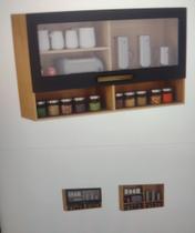 Armário aero 120 cm pérola porta basculate com vidro e nicho cinamomo grafite