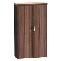 Armario Alto 02 Portas PE 40 Pandin 1,60 M Walnut e Preto