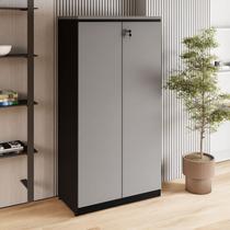 Armário Alto 160cm para Escritório 2 Portas com Chave Corporate F5 Cinza/Sagrado/Preto