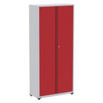 Armário Alto 2 portas Pandin 90 cm (Largura) Inmetro Estrutura Aço Cinza e Portas Vermelhas c/ Chave