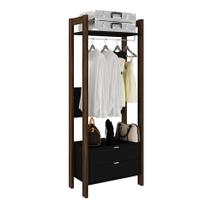 Armário Alto Closet para Escritório Home Office AZ1011 MDP Preto/Nogal G69 - Gran Belo