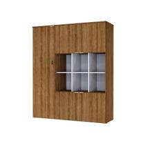Armário Alto Com nichos E 05 Portas 161,5x135x42cm Wlan135 Lâmina Mel - Branco Armário Alto Com nichos E 05 Portas 161,5x135x42cm Wlan135 Lâmina Mel - Branco