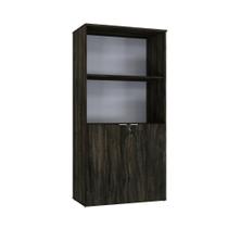 Armário Alto Estante Com 02 Portas 161,5x80x42cm Wlae80 Carvalho Dark - Branco